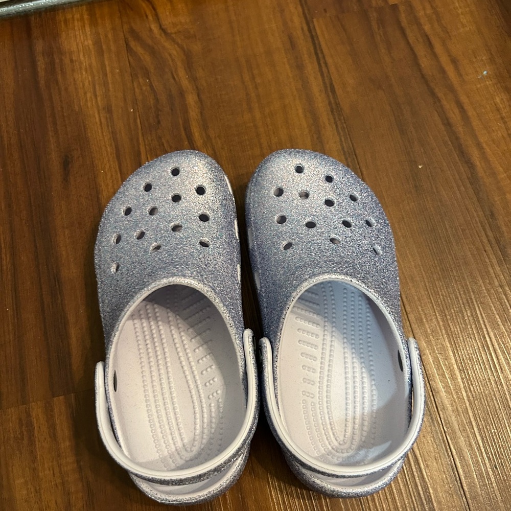 Glitter Crocs Light Purple Sparkly Kids Clogs Shoes Size 1 - Picture 2 of 8